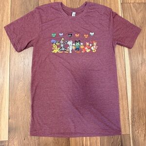 Maroon Graphic T-Shirt with Cartoon Characters